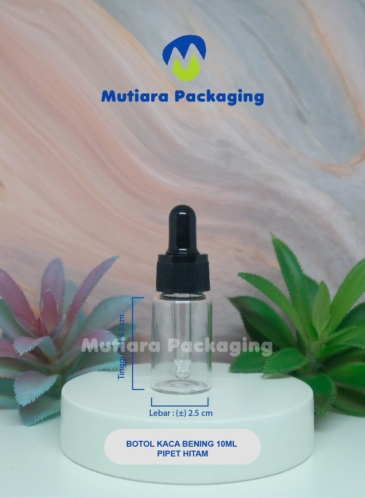 BOTOL KACA BENING 10ML PIPET HITAM