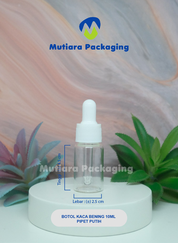BOTOL KACA BENING 10ML PIPET PUTIH