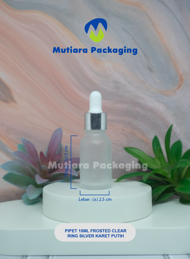 PIPET 15ML FROSTED CLEAR RING SILVER KARET PUTIH