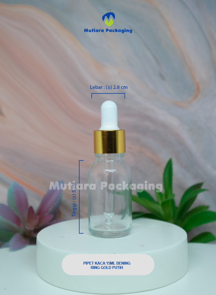 PIPET KACA 15ML BENING (LEHER) RING GOLD PUTIH