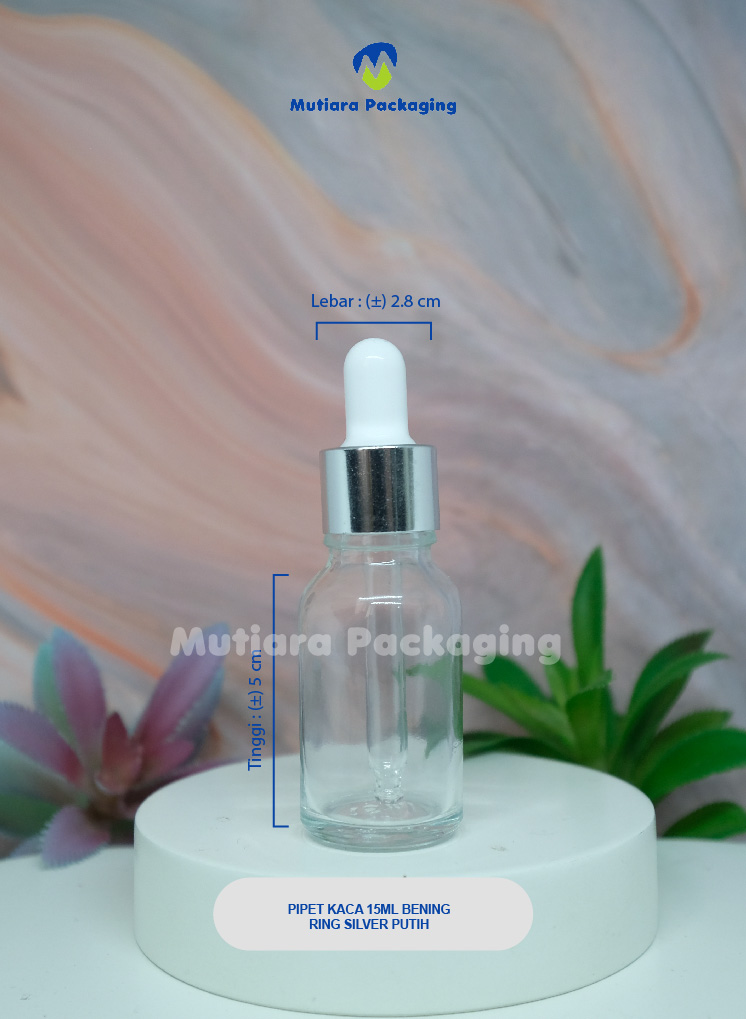 PIPET KACA 15ML BENING (LEHER) RING SILVER PUTIH