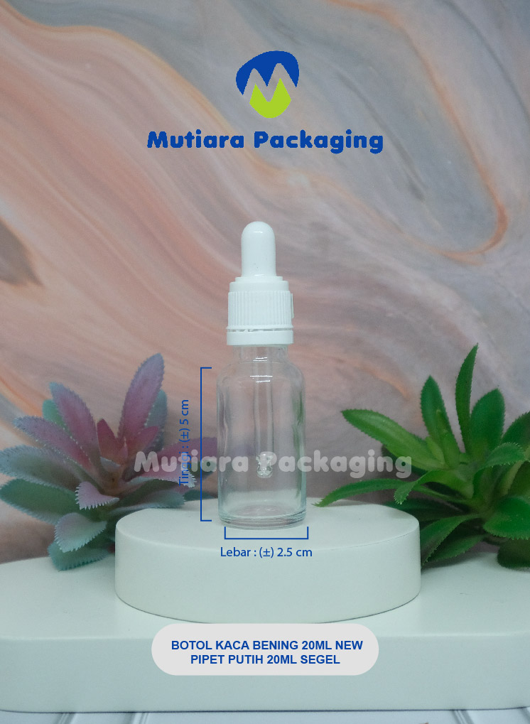 BOTOL KACA BENING 20ML NEW  PIPET PUTIH 20ML NEW SEGEL