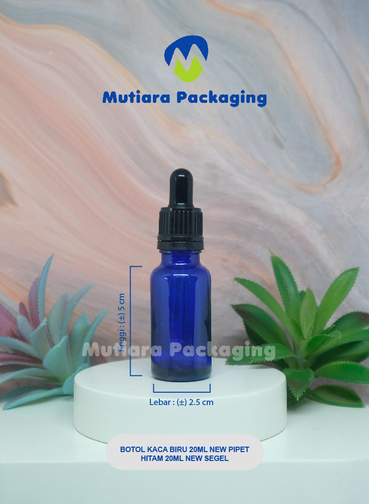 BOTOL KACA BIRU 20ML NEW PIPET HITAM 20ML NEW SEGEL