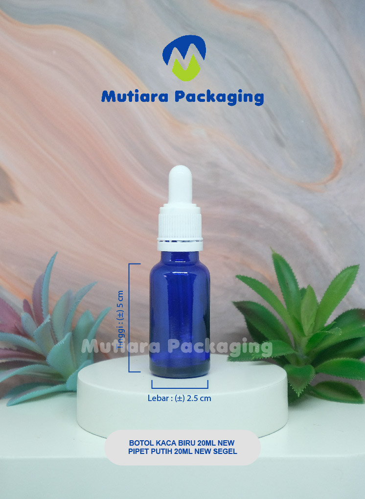 BOTOL KACA BIRU 20ML NEW  PIPET PUTIH 20ML NEW SEGEL
