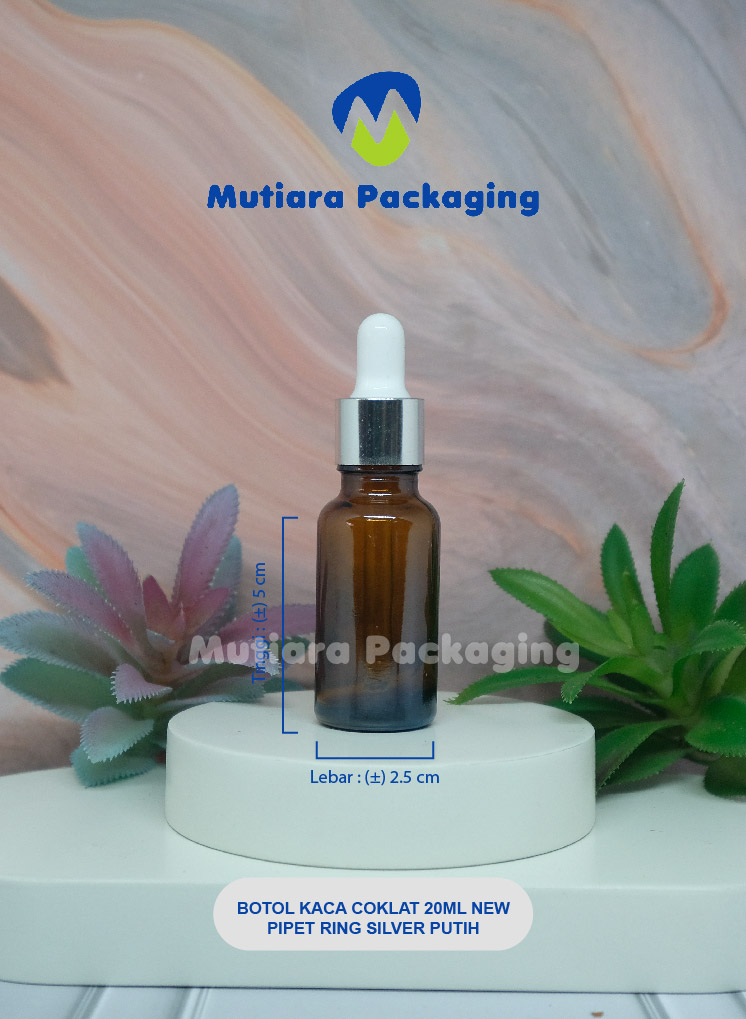 BOTOL KACA COKLAT 20ML NEW PIPET 20ML RING SILVER PUTIH NEW