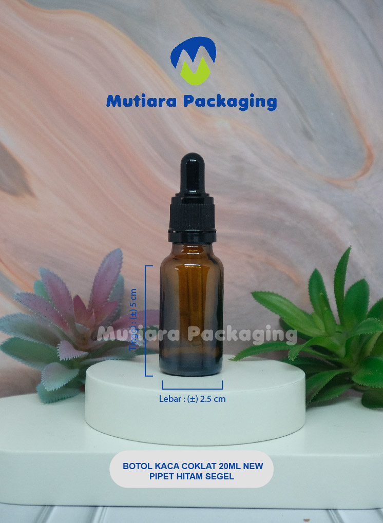 BOTOL KACA COKLAT 20ML NEW  PIPET HITAM 20ML NEW SEGEL