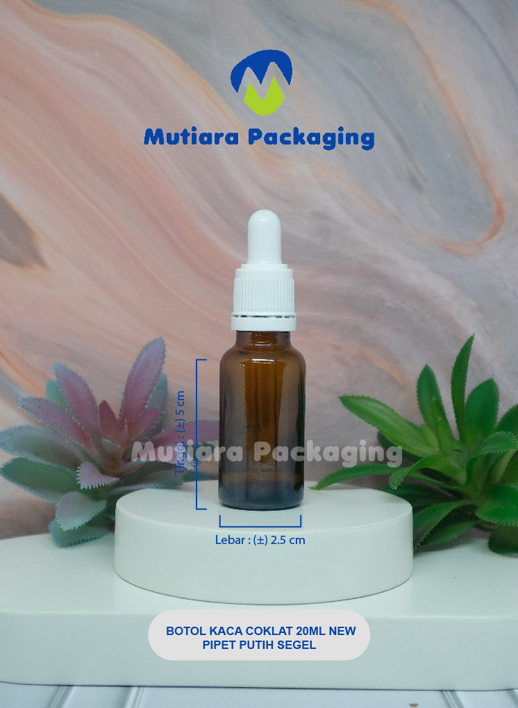 BOTOL KACA COKLAT 20ML NEW  PIPET PUTIH 20ML NEW SEGEL