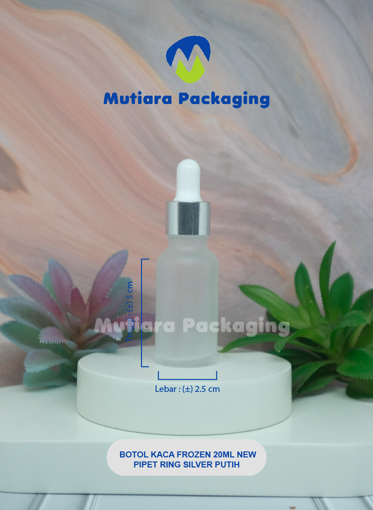 BOTOL KACA FROZEN 20ML NEW PIPET 20ML RING SILVER PUTIH NEW