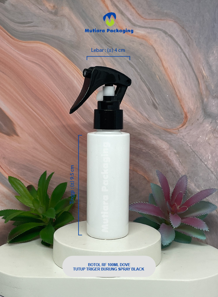 BOTOL RF 100ML DOVE TUTUP TRIGER BURUNG SPRAY BLACK