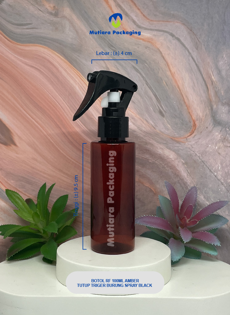 BOTOL RF 100ML AMBER TRIGER BURUNG SPRAY BLACK