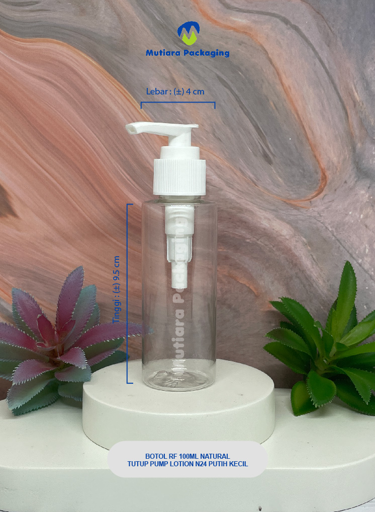 BOTOL RF 100ML NATURAL TUTUP PUMP LOTION PUTIH (KECIL)