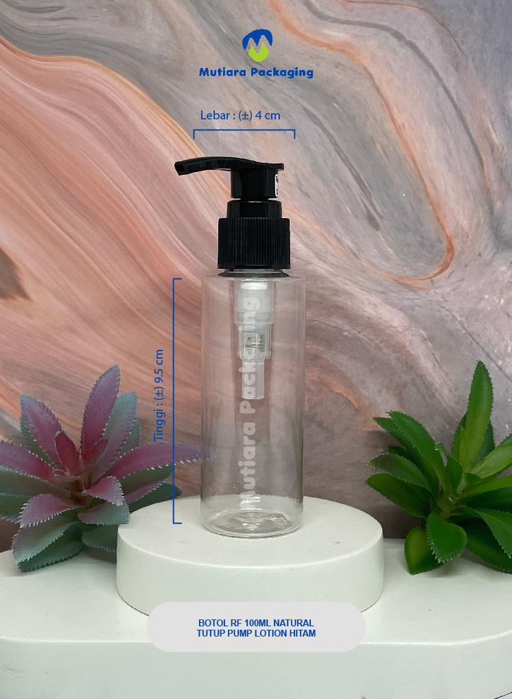 BOTOL RF 100ML NATURAL TUTUP PUMP HITAM