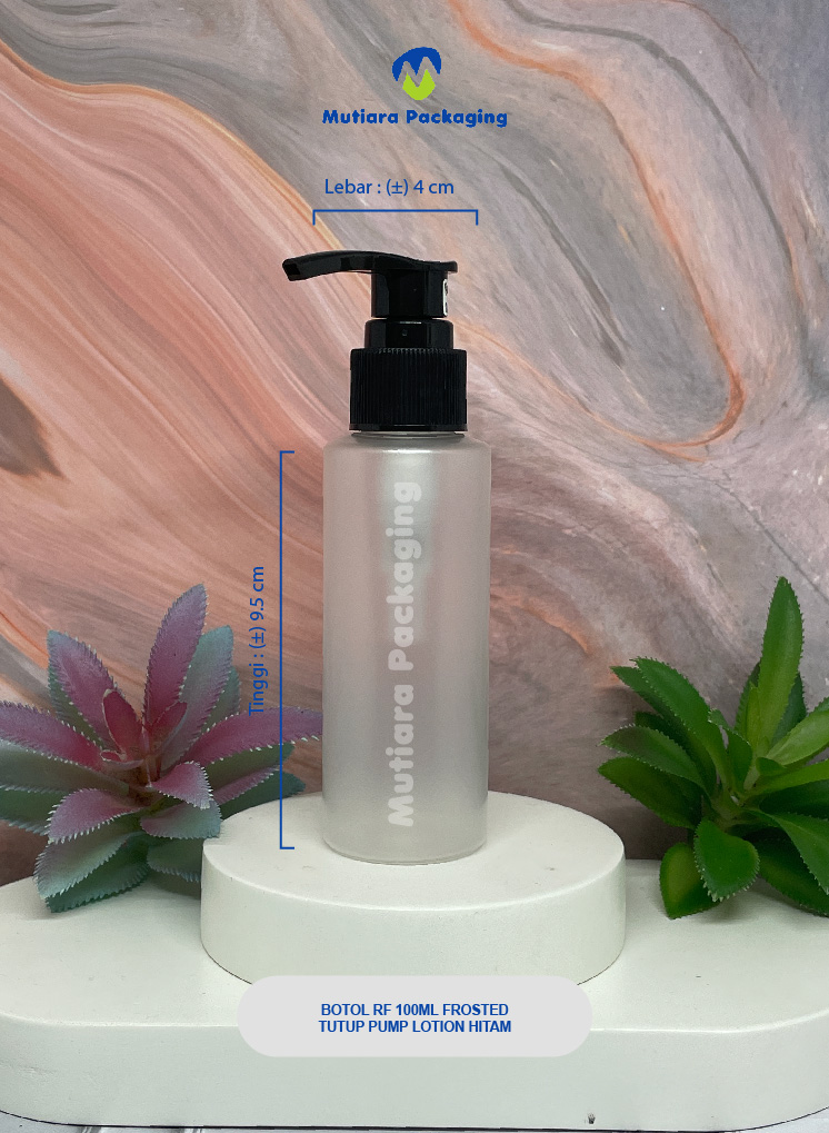 BOTOL RF 100ML FROSTED TUTUP PUMP LOTION HITAM