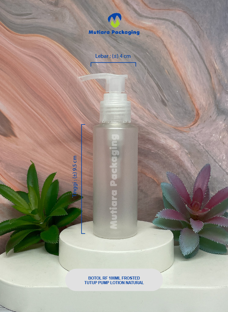 BOTOL RF 100ML FROSTED TUTUP PUMP LOTION NATURAL