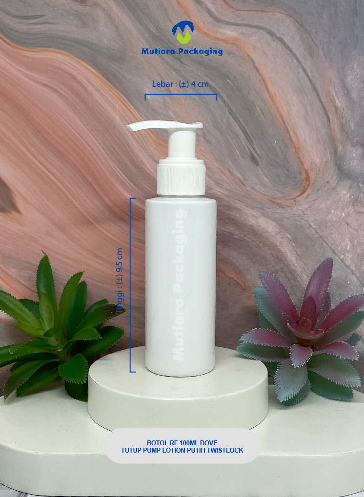 BOTOL RF 100ML DOVE TUTUP PUMP LOTION PUTIH TWISTLOCK