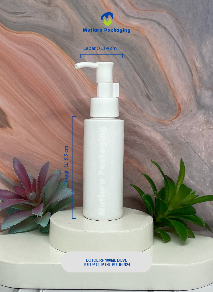 BOTOL RF 100ML DOVE TUTUP PUMP CLIP OIL N24 PUTIH