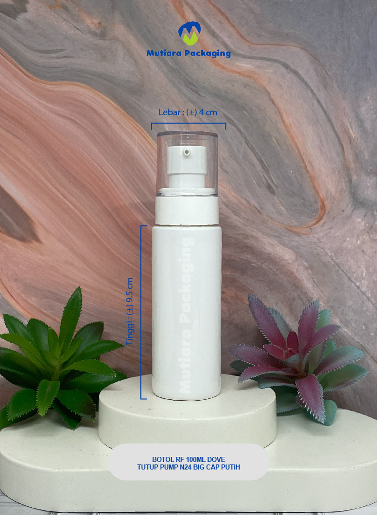 BOTOL RF 100ML DOVE TUTUP PUMP N24 BIG CAP PUTIH