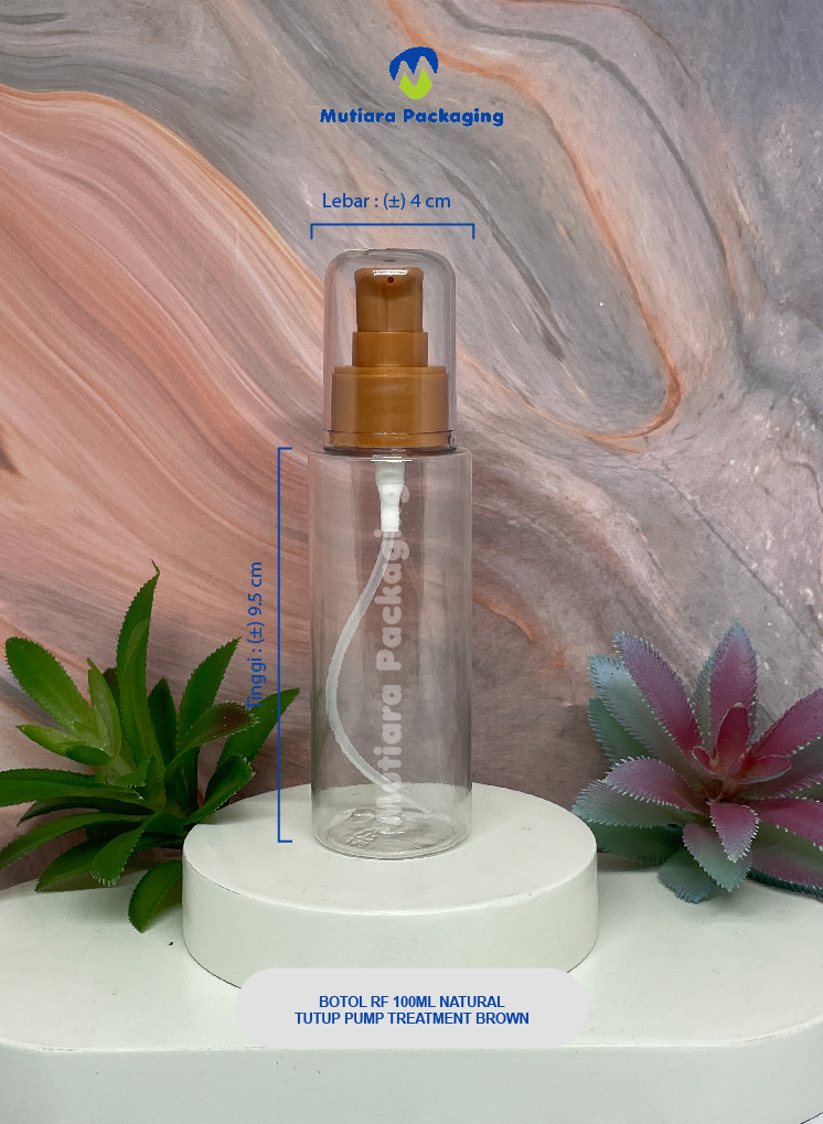 BOTOL RF 100ML NATURAL TUTUP PUMP TREATMENT BROWN