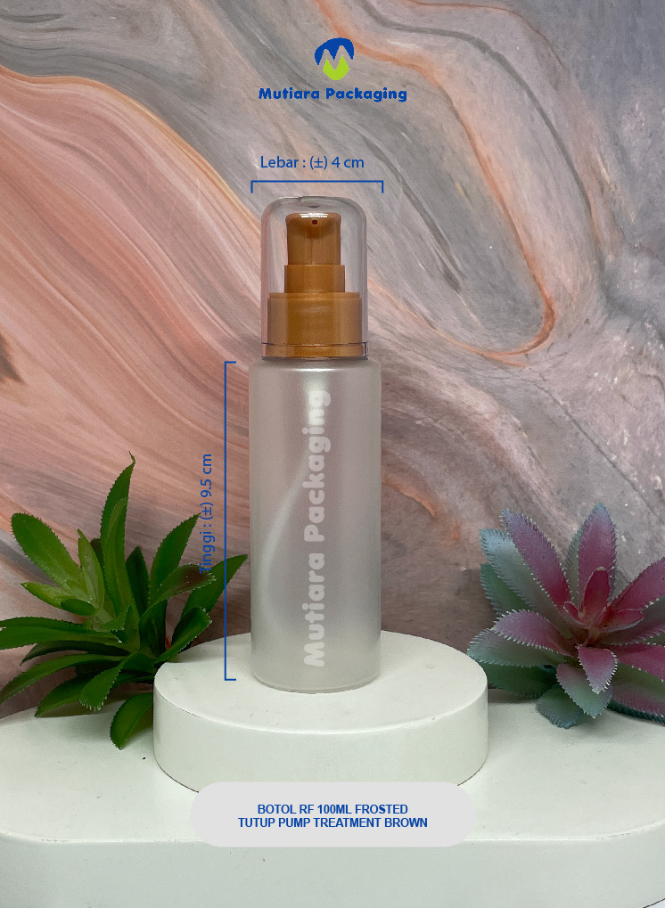 BOTOL RF 100ML FROSTED TUTUP PUMP N24 TREATMENT BROWN