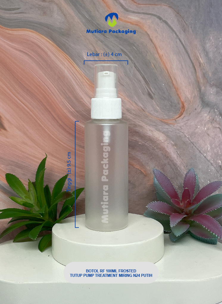 BOTOL RF 100ML FROSTED TUTUP PUMP N24 TREATMENT MIRING N24 GARIS