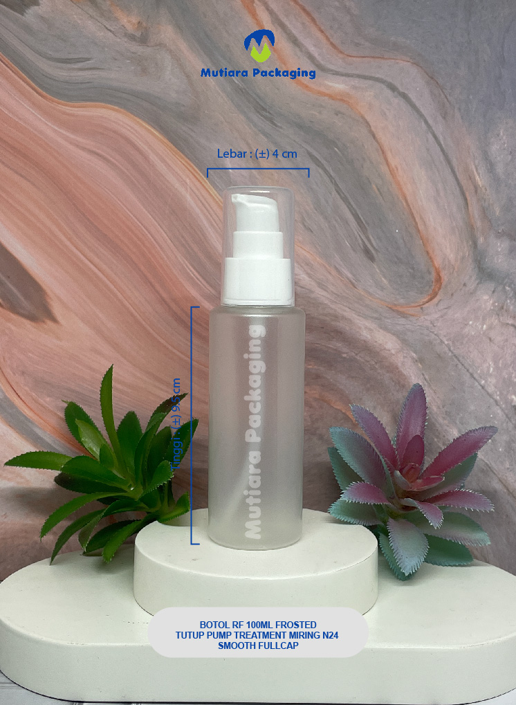 BOTOL RF 100ML FROSTED TUTUP PUMP N24 TREATMENT MIRING N24 SMOOTH FULLCAP