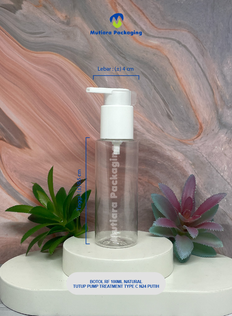 BOTOL RF 100ML NATURAL TUTUP PUMP TREATMENT TYPE C N24 PUTIH