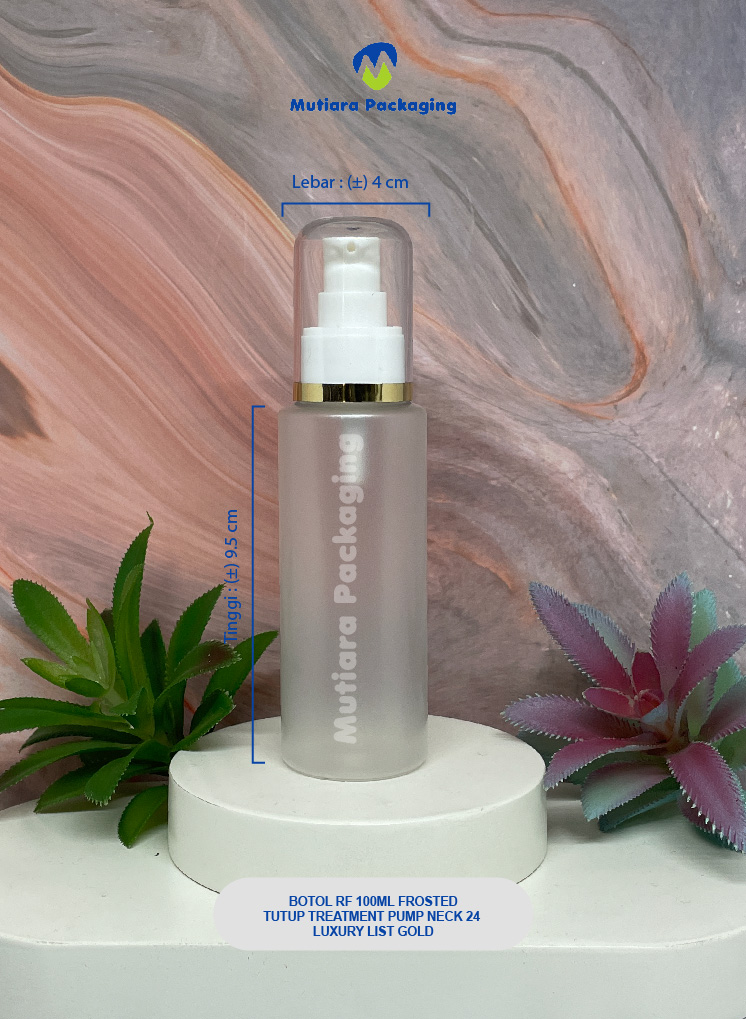 BOTOL RF 100ML FROSTED  TREATMENT PUMP NECK 24 LUXURY LIST GOLD