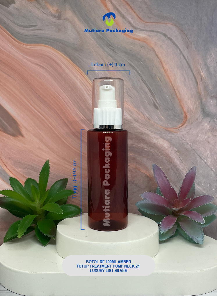 BOTOL RF 100ML AMBER  TREATMENT PUMP NECK 24 LUXURY LIST SILVER