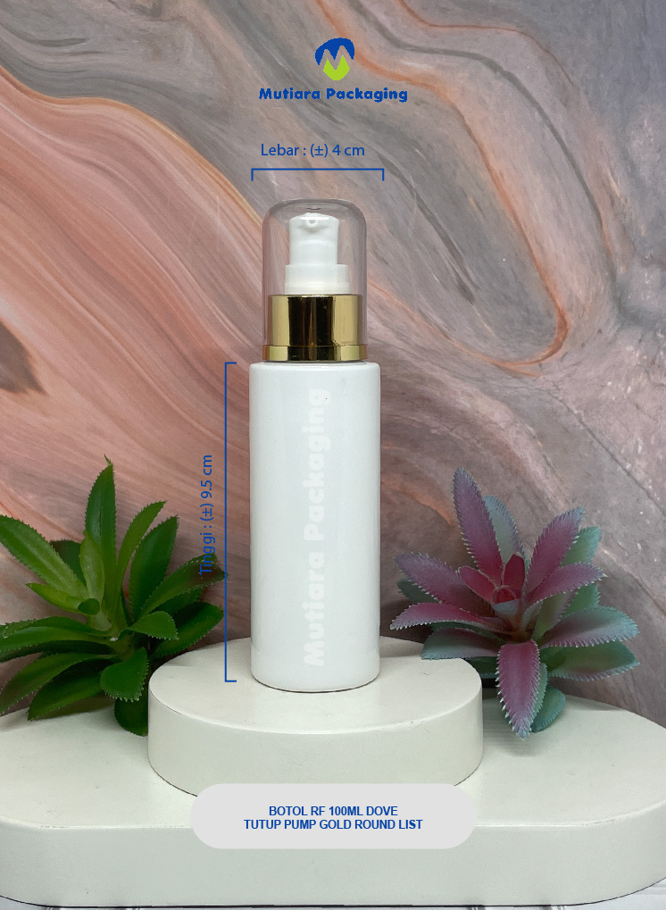 BOTOL RF 100ML DOVE TUTUP PUMP GOLD ROUND LIST