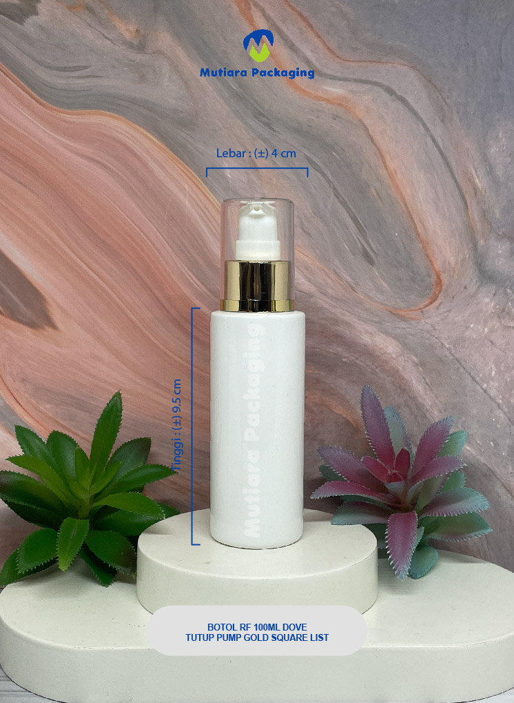 BOTOL RF 100ML DOVE TUTUP PUMP GOLD SQUARE LIST