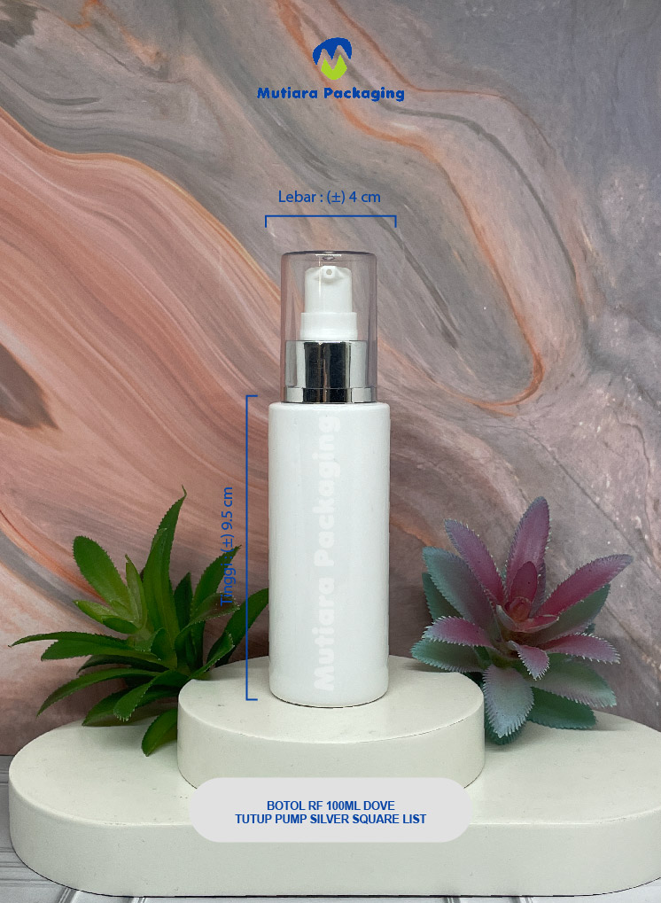 BOTOL RF 100ML DOVE TUTUP PUMP  SILVER SQUARE LIST