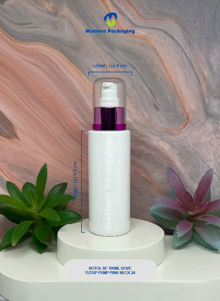 BOTOL RF 100ML DOVE TUTUP PUMP   PINK NECK 24