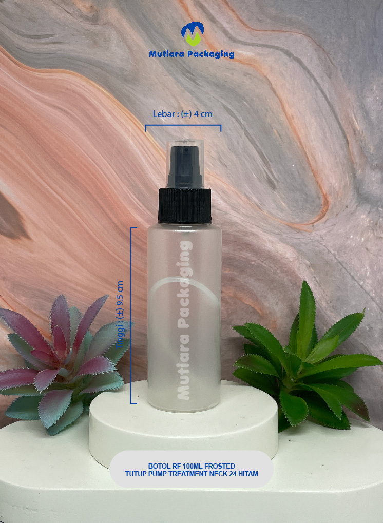 BOTOL RF 100ML FROSTED  TUTUP PUMP  SILVER SQUARE LIST