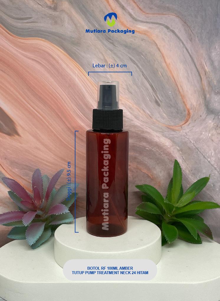 BOTOL RF 100ML AMBER  TUTUP PUMP  SILVER SQUARE LIST