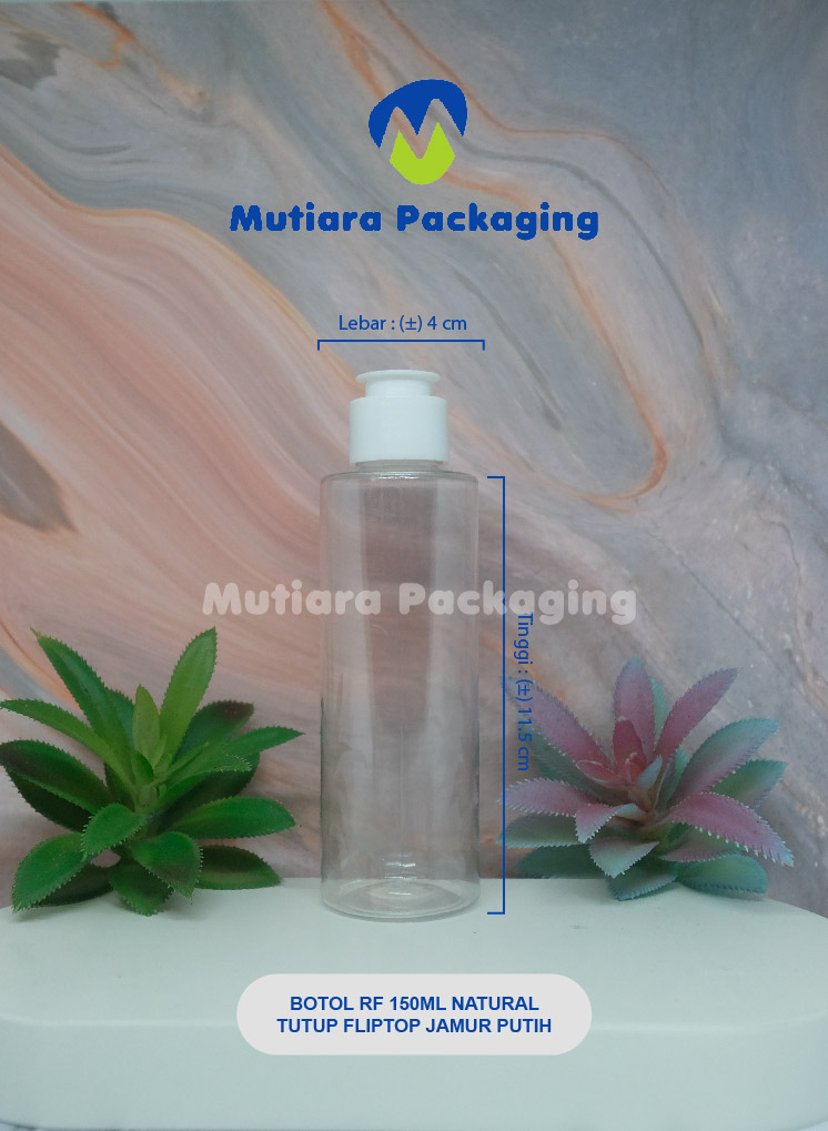 BOTOL RF 150ML NATURAL  TUTUP FLIPTOP JAMUR PUTIH