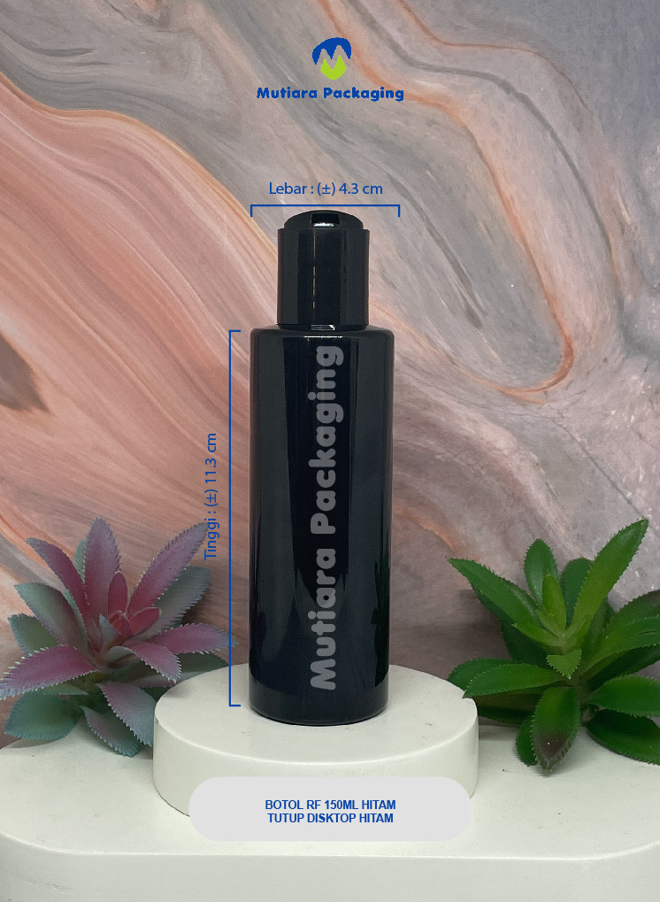 BOTOL RF 150ML  HITAM TUTUP DISKTOP HITAM