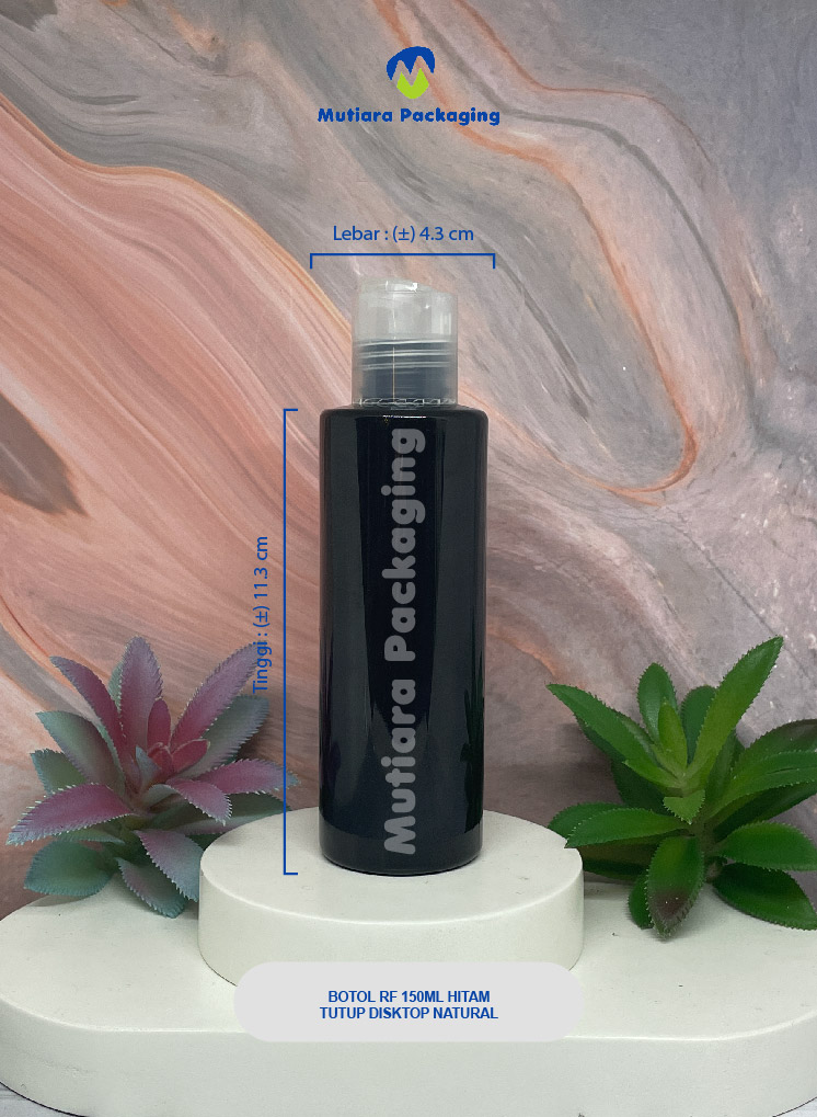 BOTOL RF 150ML  HITAM TUTUP DISKTOP NATURAL