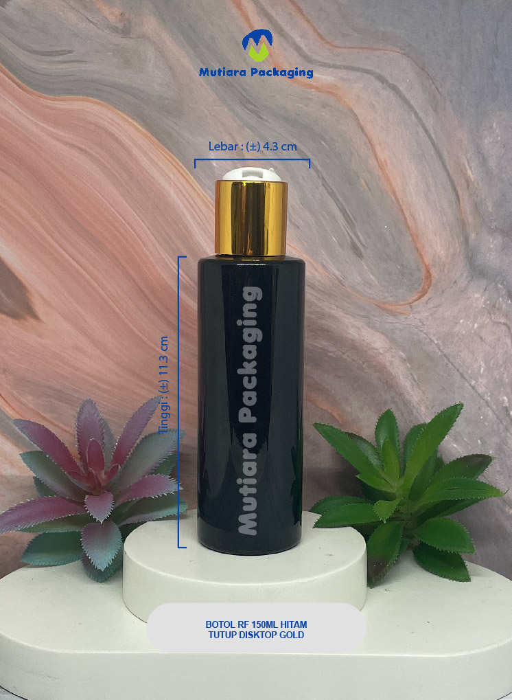 BOTOL RF 150ML  HITAM TUTUP DISKTOP GOLD