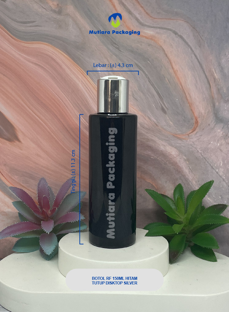 BOTOL RF 150ML  HITAM TUTUP DISKTOP SILVER