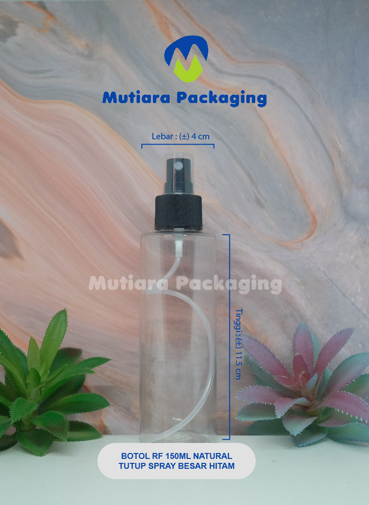 BOTOL RF 150ML NATURAL  TUTUP SPRAY BESAR HITAM