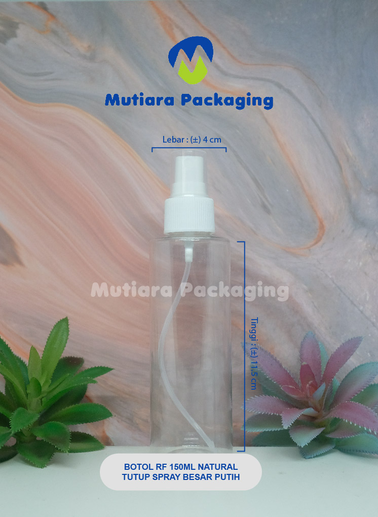 BOTOL RF 150ML NATURAL  TUTUP SPRAY BESAR PUTIH