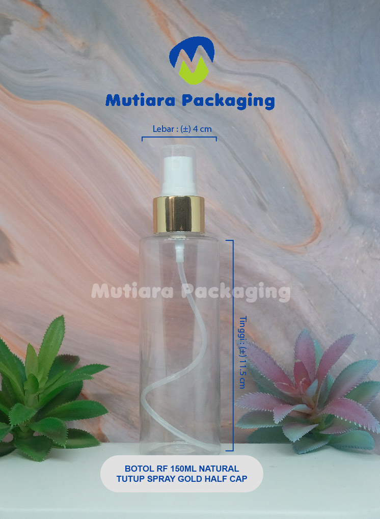 BOTOL RF 150ML NATURAL  TUTUP SPRAY GOLD HALF CAP