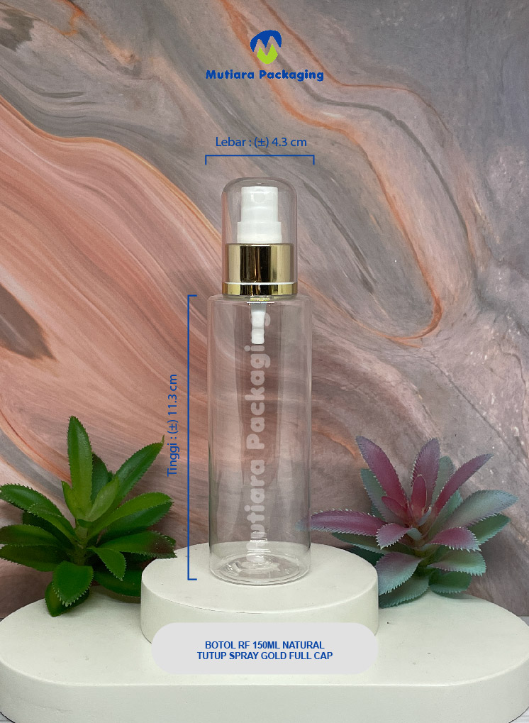 BOTOL RF 150ML NATURAL  TUTUP SPRAY GOLD FULL CAP