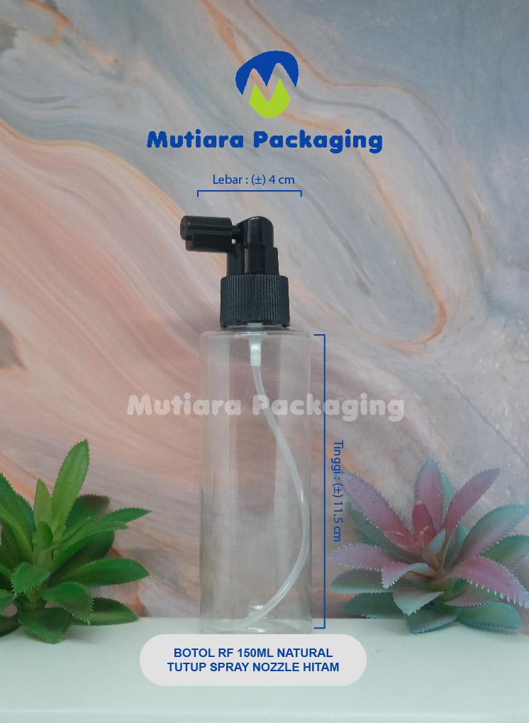 BOTOL RF 150ML NATURAL  TUTUP SPRAY  NOZZLE HITAM