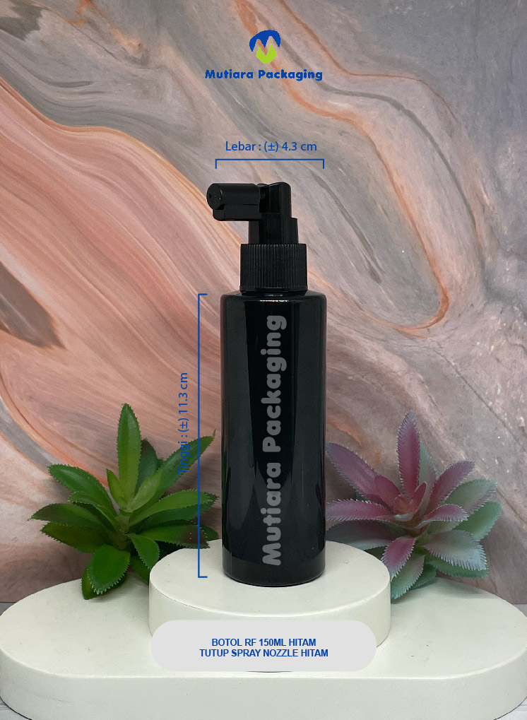 BOTOL RF 150ML  HITAM TUTUP  SPRAY  NOZZLE HITAM