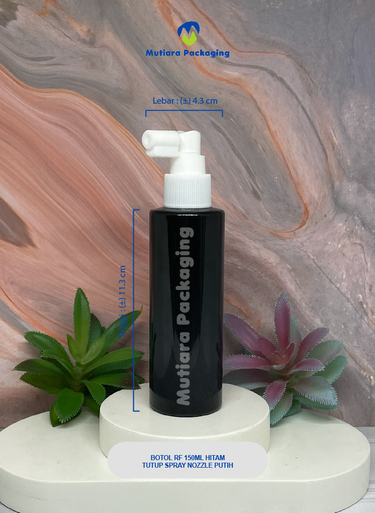 BOTOL RF 150ML  HITAM TUTUP  SPRAY  NOZZLE PUTIH