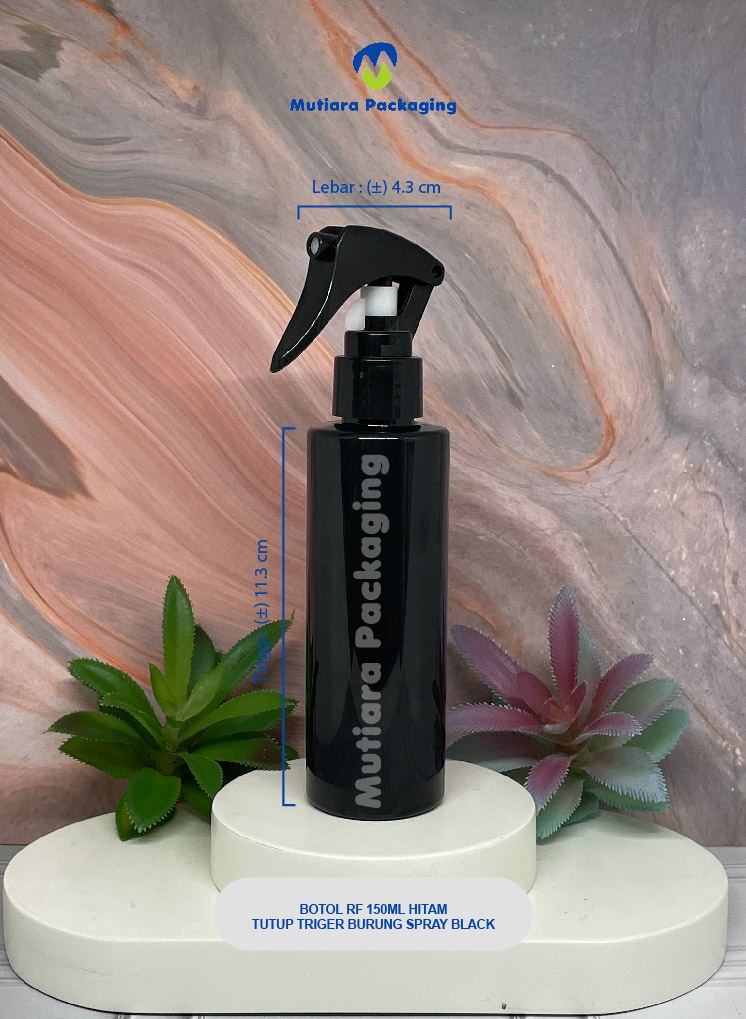 BOTOL RF 150ML  HITAM TUTUP  TRIGER BURUNG SPRAY BLACK