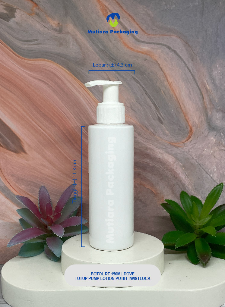 BOTOL RF 150ML  DOVE TUTUP PUMP LOTION PUTIH TWISTLOCK