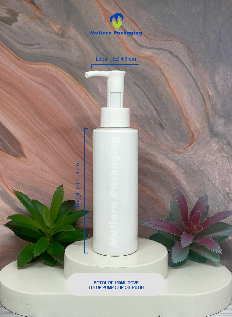 BOTOL RF 150ML  DOVE TUTUP PUMP CLIP OIL N24 PUTIH