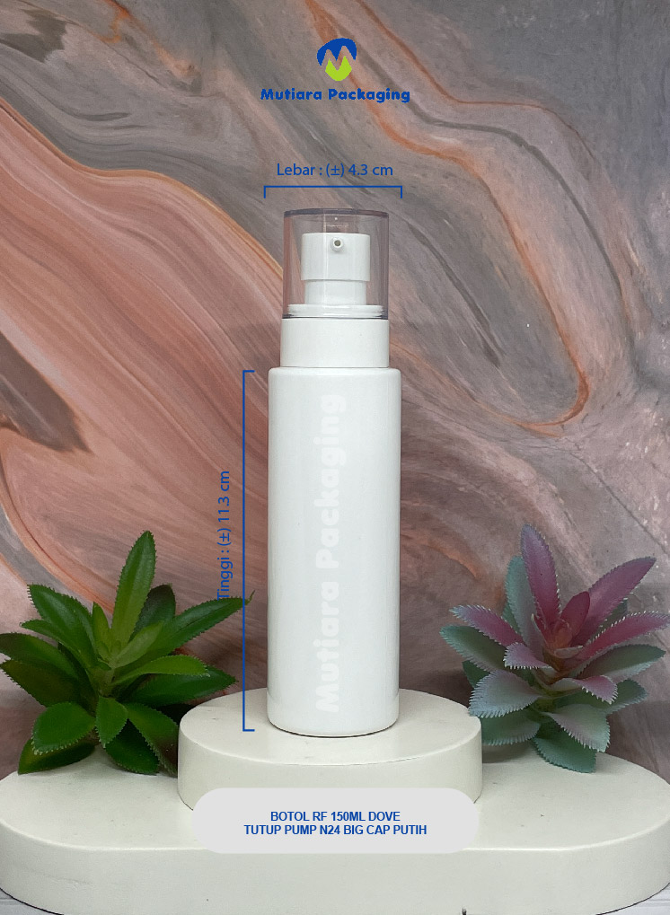 BOTOL RF 150ML  DOVE TUTUP PUMP N24 BIG CAP PUTIH